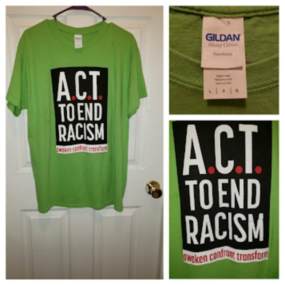 Gildan 'Act to End Racism' | Men's Large Shirt | Euc